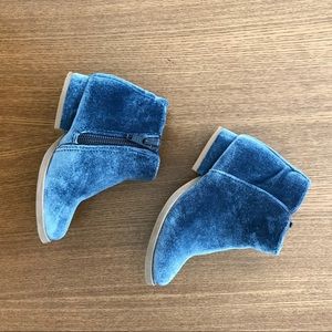INCREDIBLE blue velvet boots